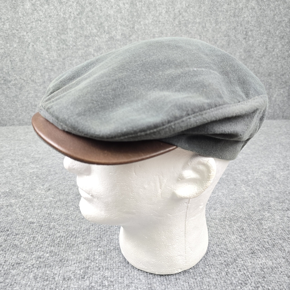 Vtg 90s Nike Newsboy Cap Flat Hat Made in USA Leather Bill U7-PHI Gray Medium